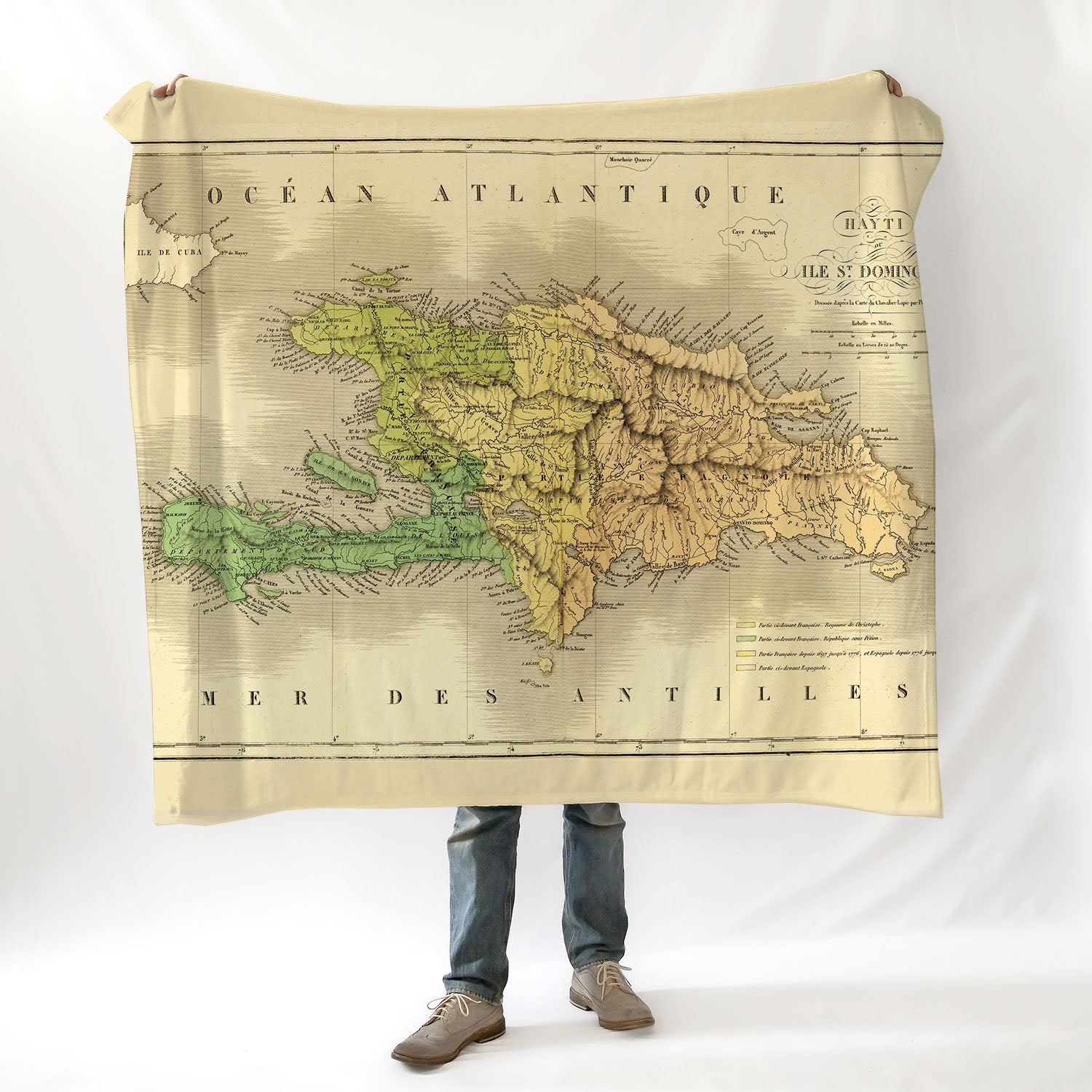 Haiti & Dominican Republic Vintage Map Blanket - Maritime Tribes USABlanket