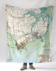 Hampton, Virginia Antique Map Blanket - Maritime Tribes USABlanket
