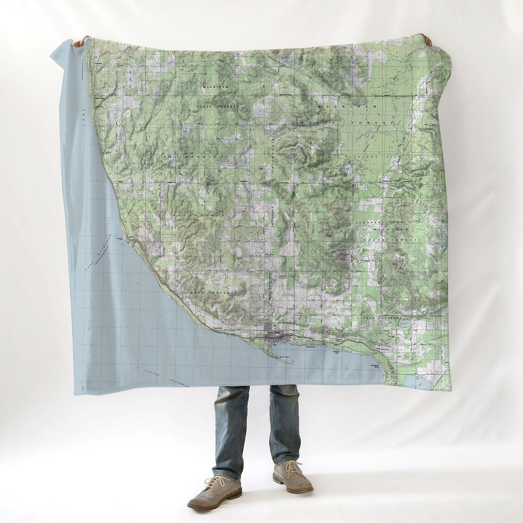 Harbor Springs to Good Hart, MI Topo Blanket - Maritime Tribes USABlanket