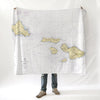 Hawaiian Islands - Oahu to Maui, HI Nautical Chart Blanket - Maritime Tribes USABlanket