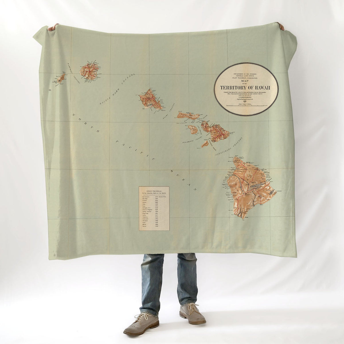Hawaiian Islands Vintage Map Blanket - Maritime Tribes USABlanket