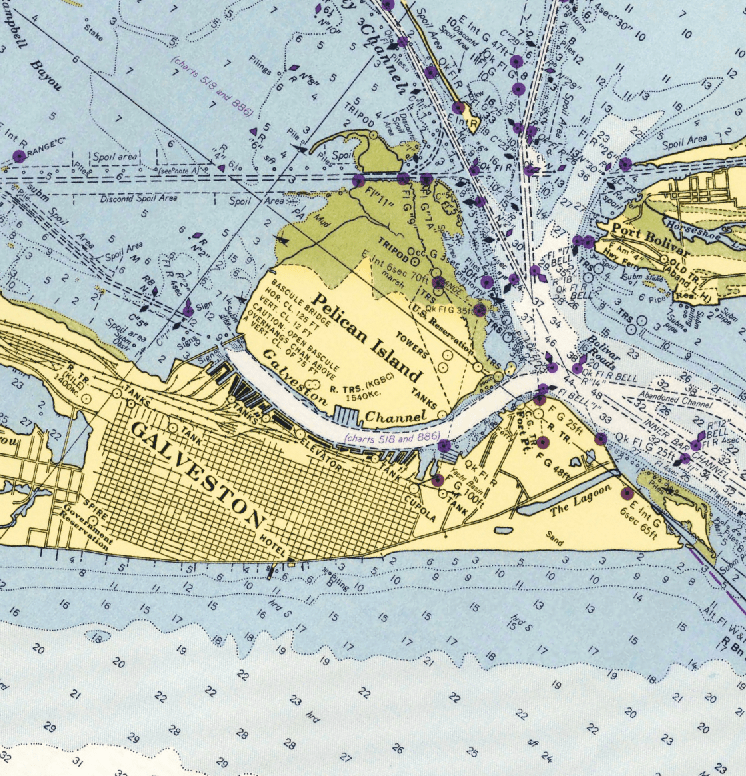 Houston / Galveston Nautical Chart Scarf - Maritime Tribes USAScarf