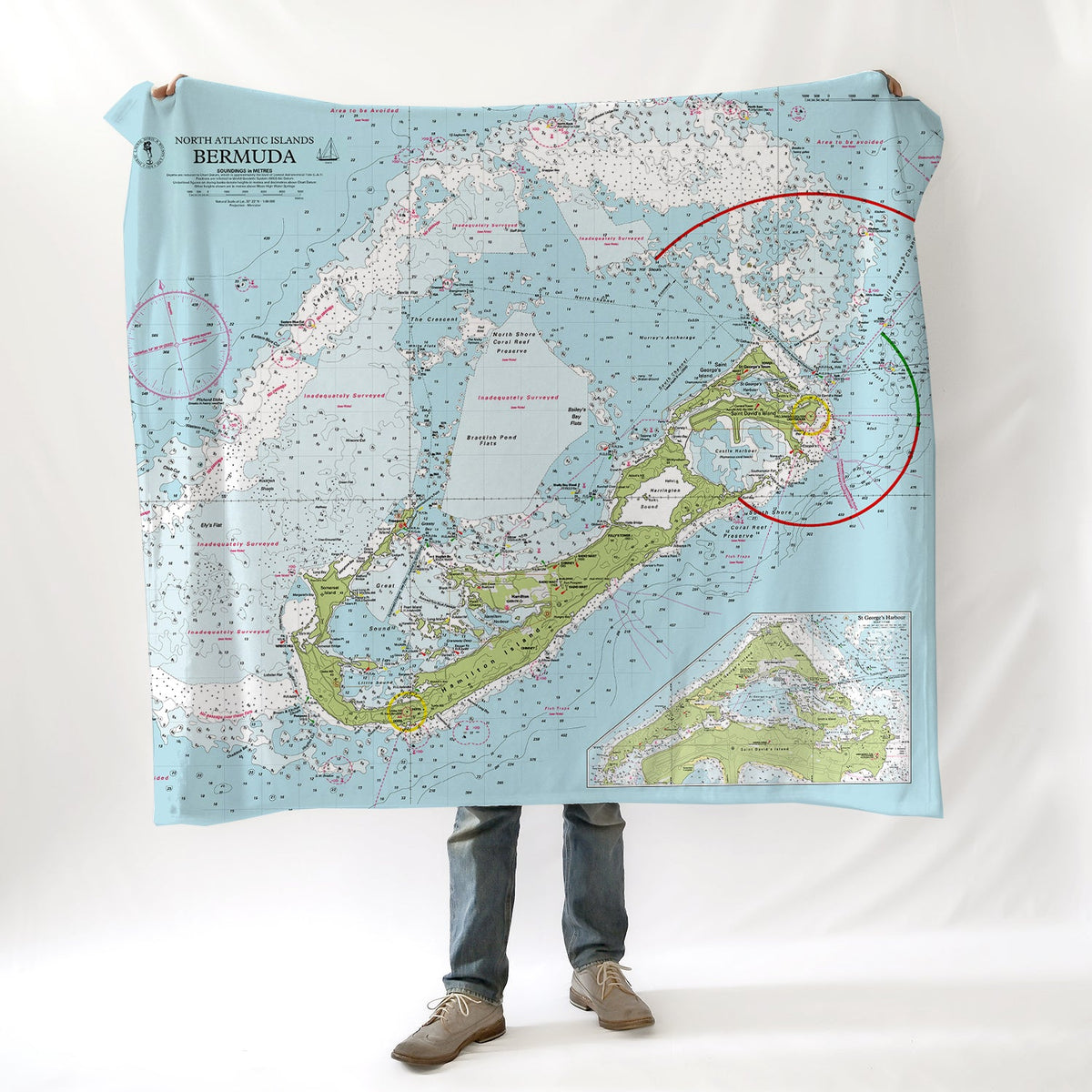 Imray's Bermuda Nautical Chart Blanket - Maritime Tribes USA