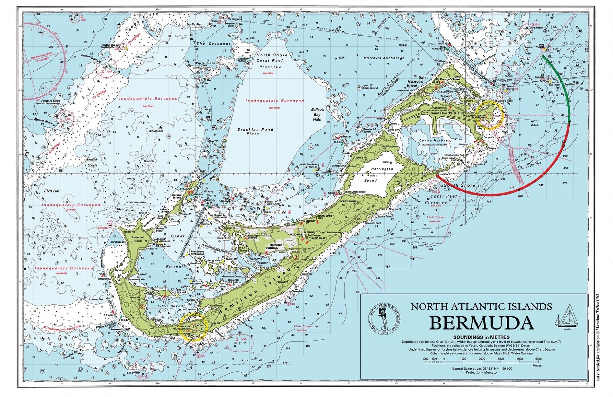 Imray's Bermuda Nautical Chart Placemats - set of 4 - Maritime Tribes USA