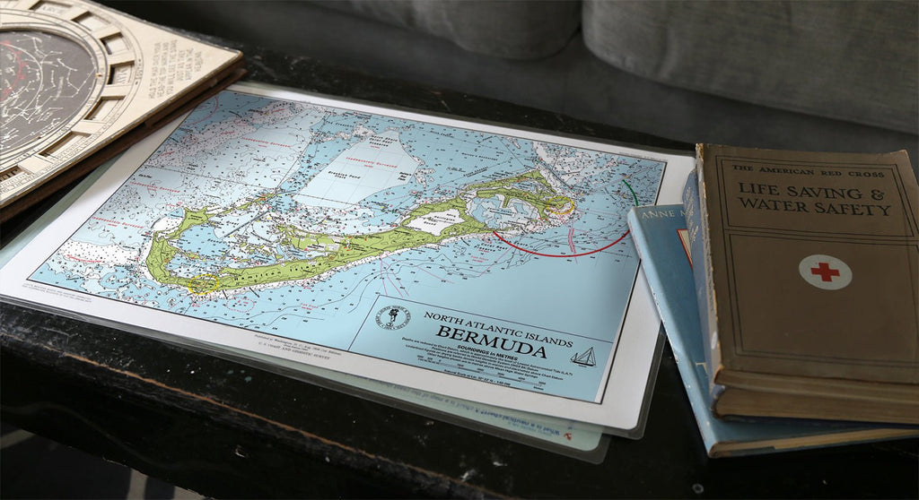 Imray's Bermuda Nautical Chart Placemats - set of 4 - Maritime Tribes USA