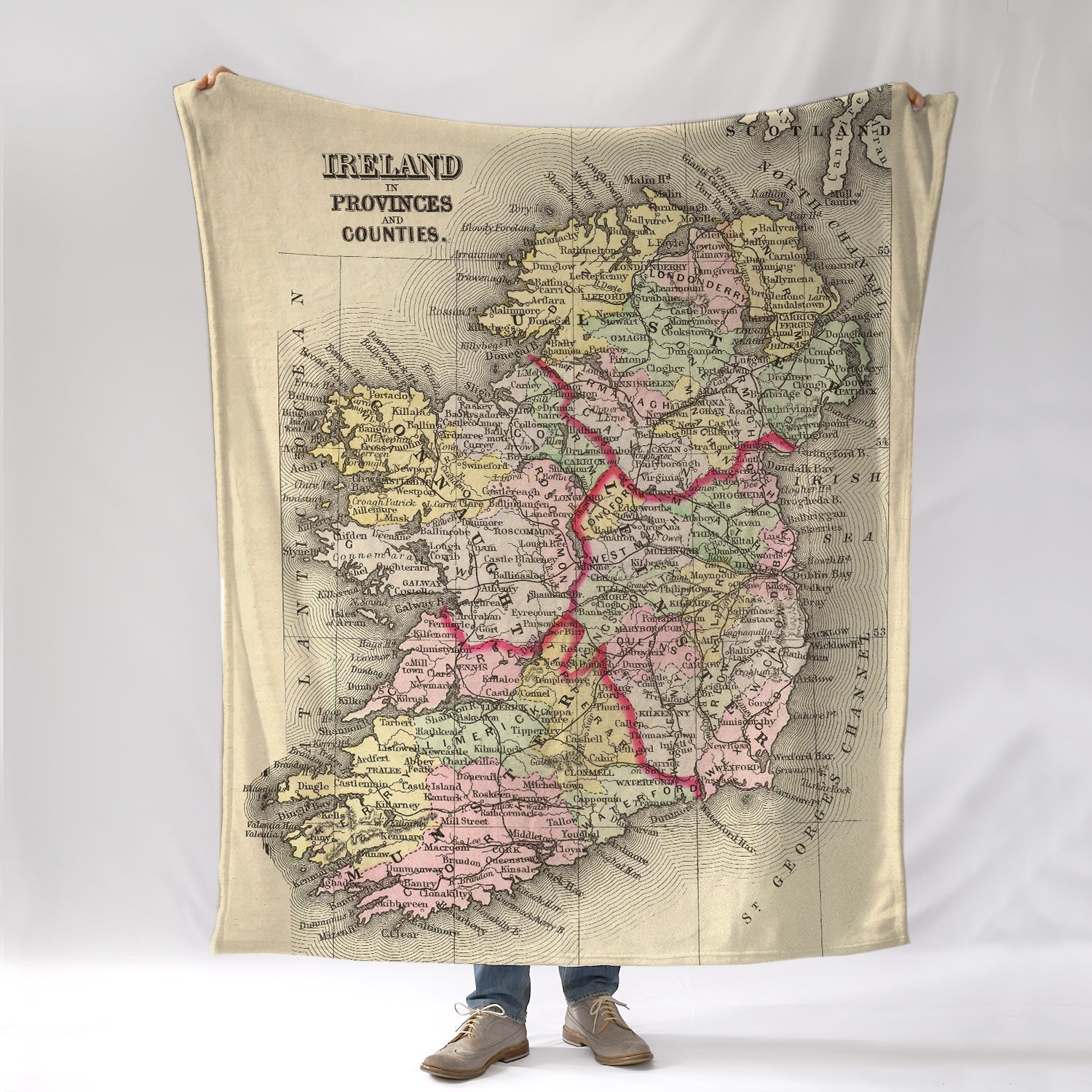 Ireland Vintage Map, with provinces and counties Blanket - Maritime Tribes USABlanket