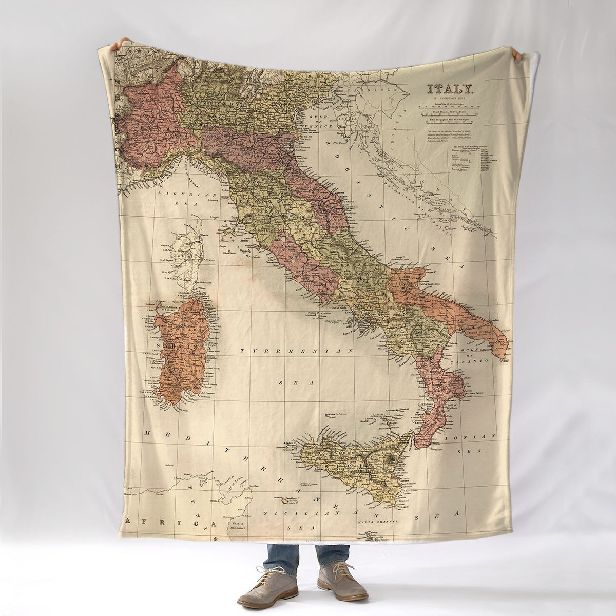 Italy Vintage Map Blanket - Maritime Tribes USABlanket