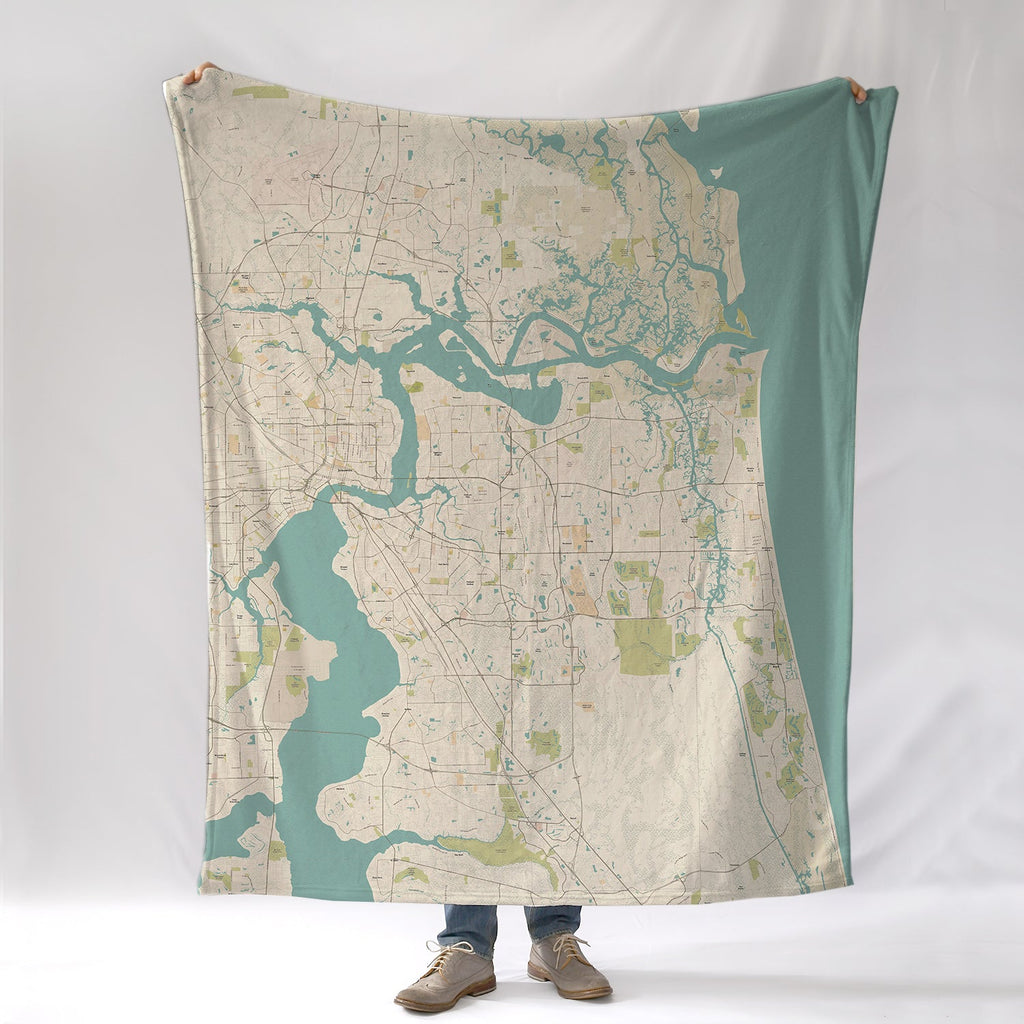 Jacksonville Area Seaglass Map Blanket - Maritime Tribes USABlanket