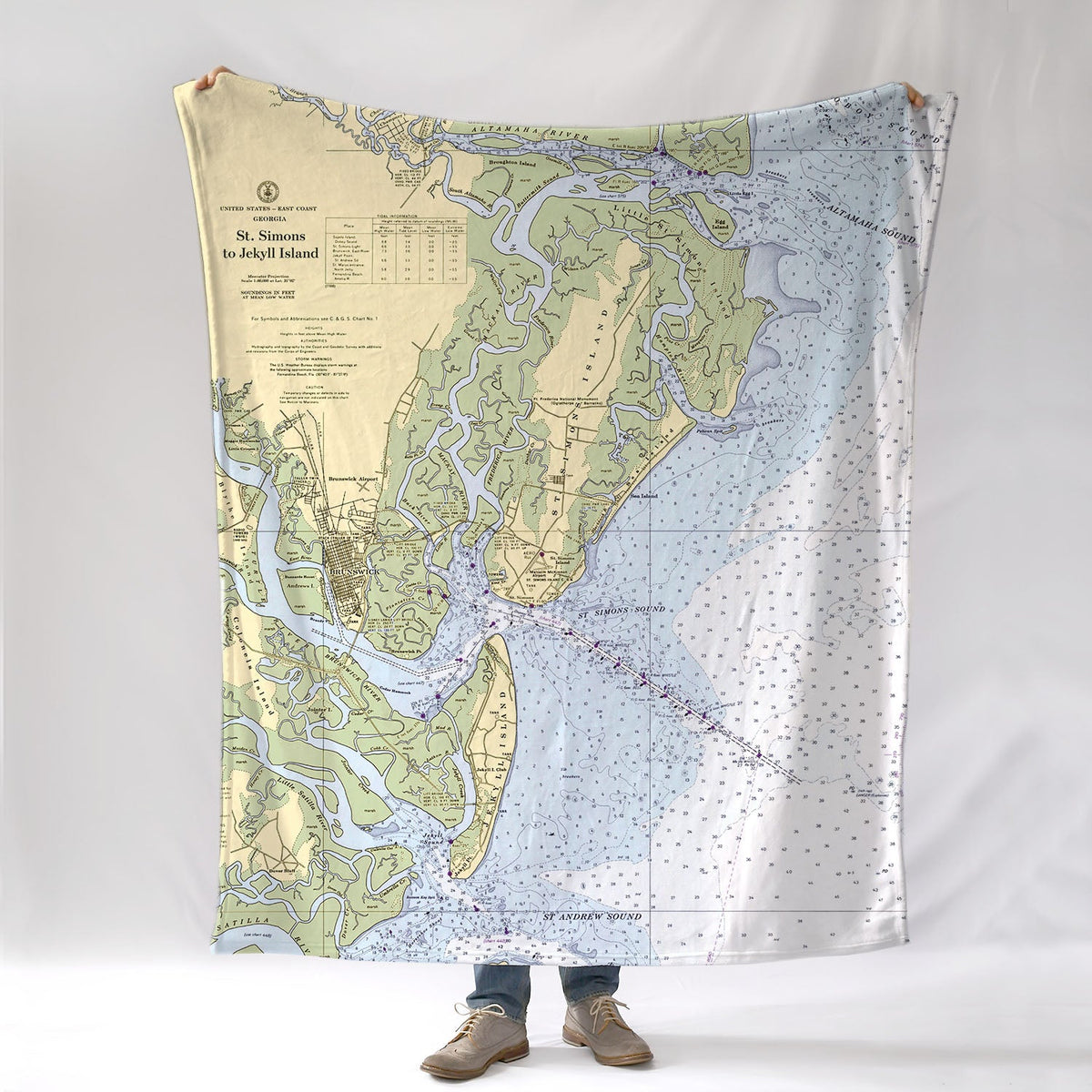 Jekyll & St Simons Island, GA.Nautical Chart Blanket - Maritime Tribes USABlanket