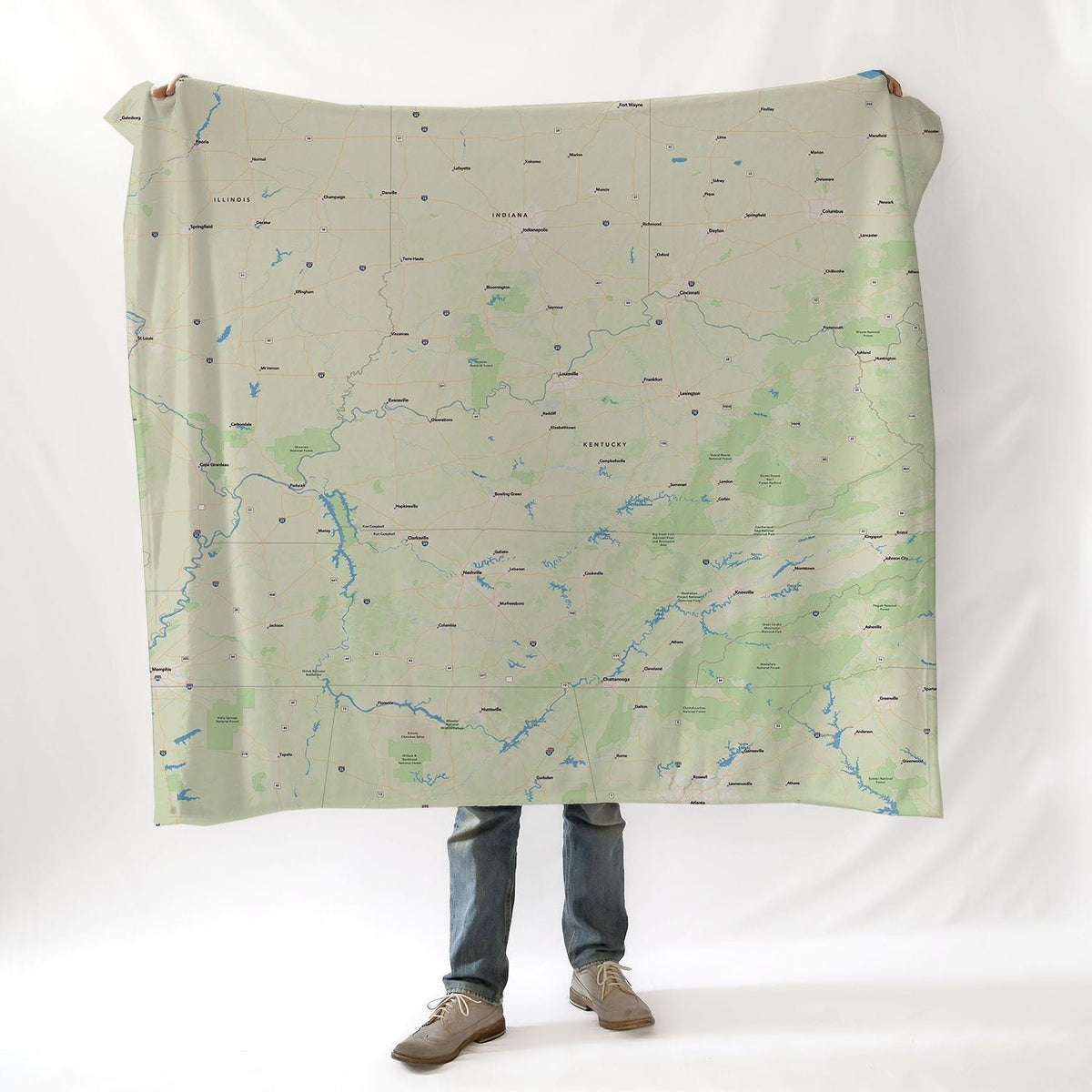 Kentucky State Map National Geographic Blanket - Maritime Tribes USABlanket