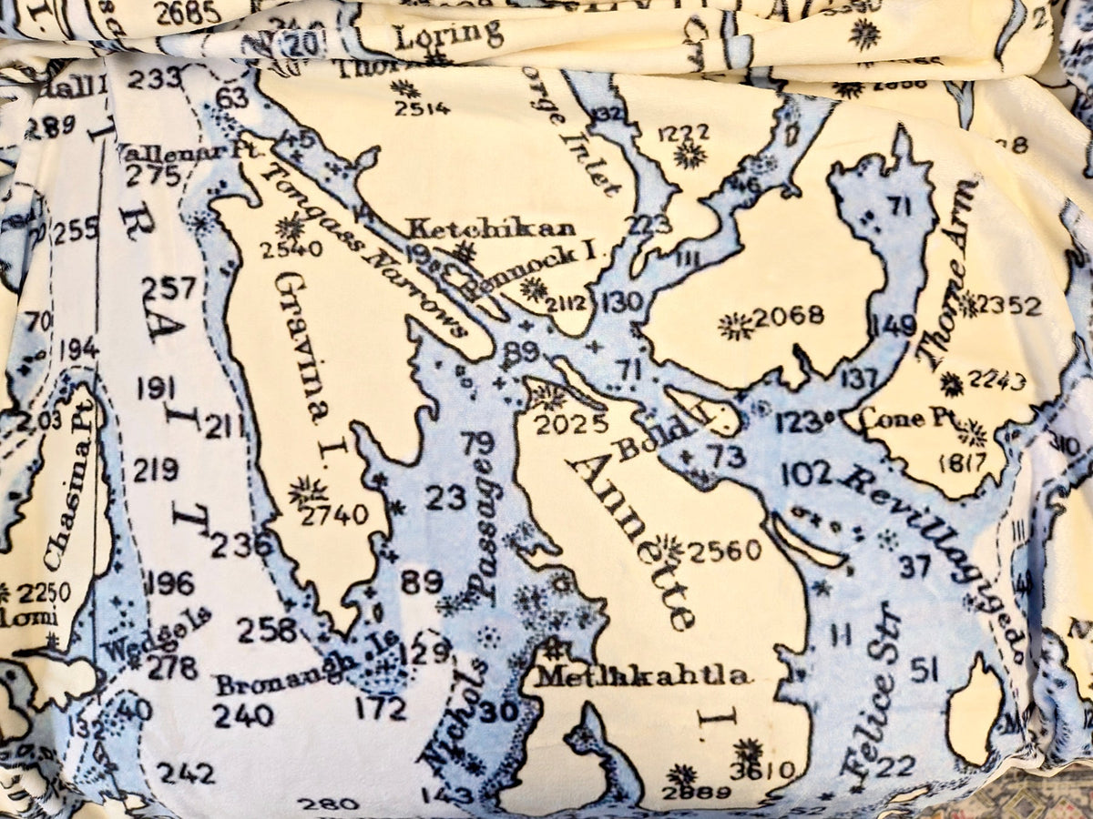 Ketchikan AK Nautical Chart Blanket - Maritime Tribes USABlanket