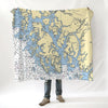Ketchikan with Prince of Wales Island, AK Nautical Chart Blanket - Maritime Tribes USABlanket
