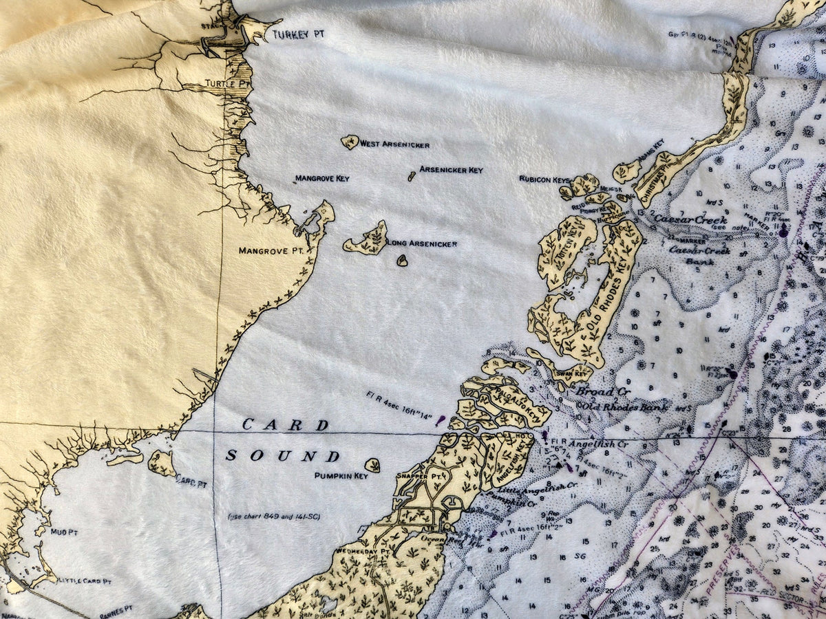 Key Largo, FL Nautical Chart Blanket - Maritime Tribes USABlanket