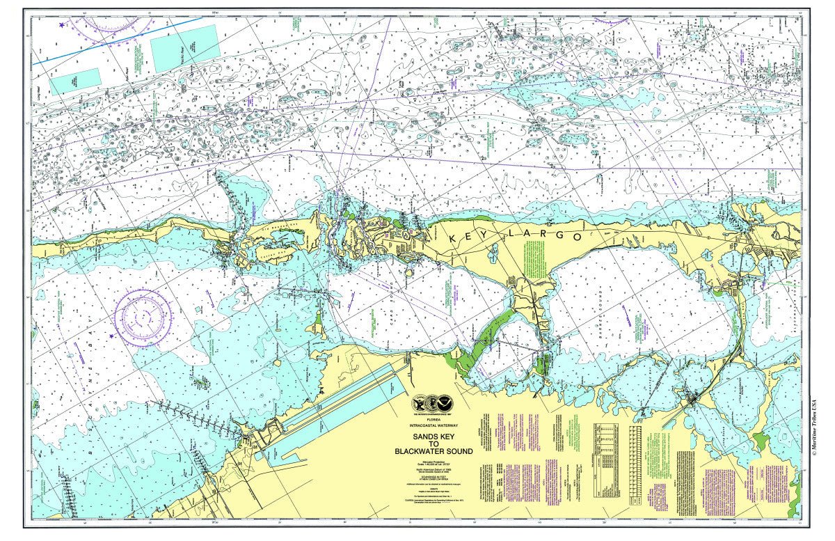 Key Largo, Florida Nautical Chart Placemat - Maritime Tribes USALaminated Placemat