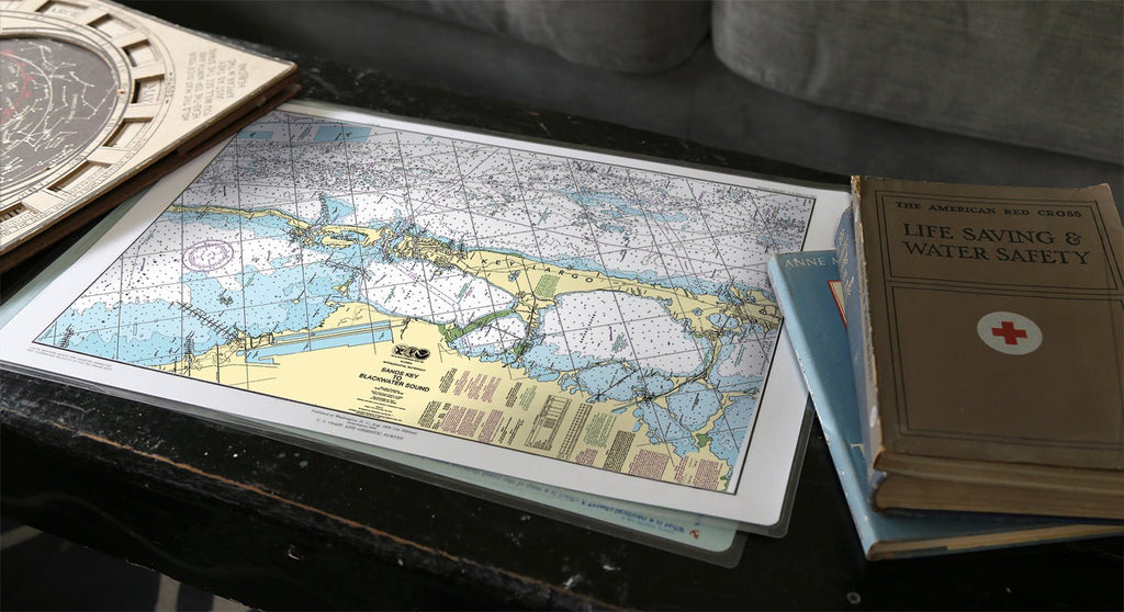 Key Largo, Florida Nautical Chart Placemat - Maritime Tribes USALaminated Placemat