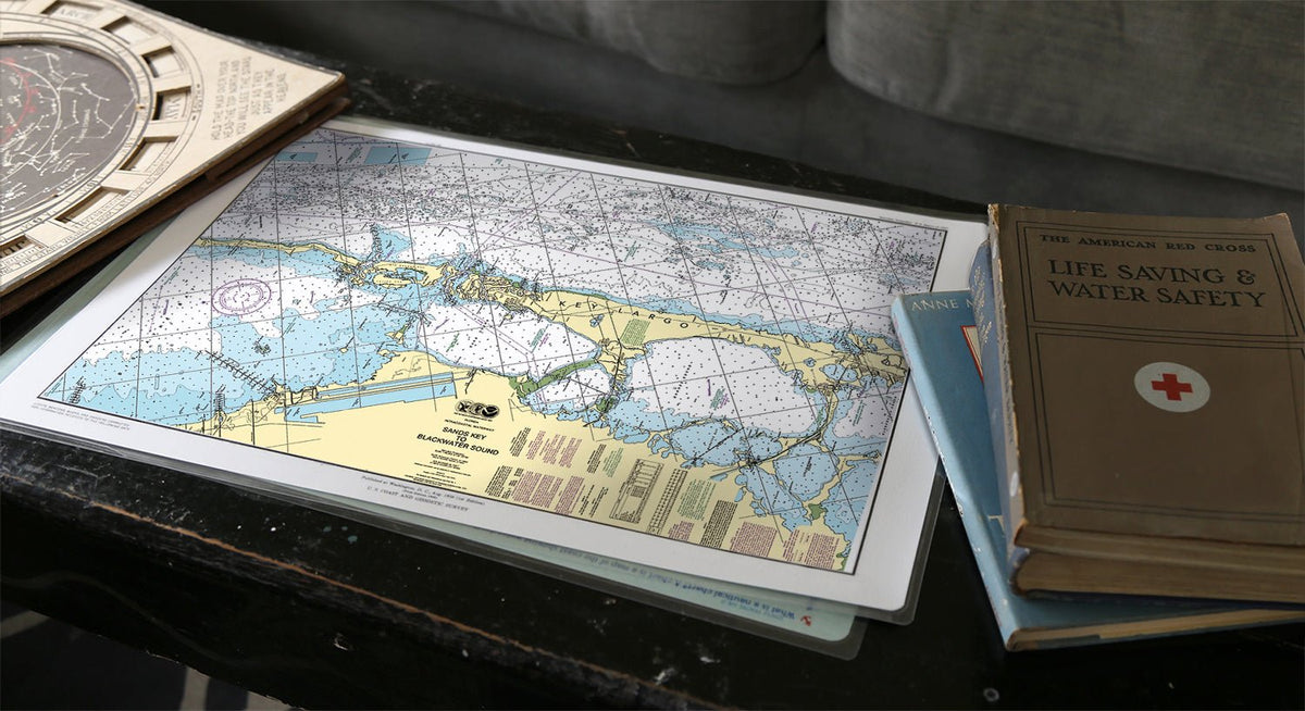Key Largo, Florida Nautical Chart Placemat - Maritime Tribes USALaminated Placemat