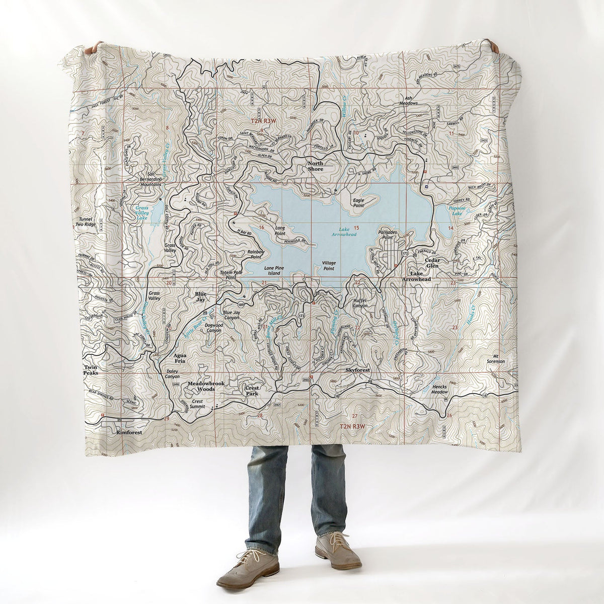 Lake Arrowhead, CA topo map Blanket - Maritime Tribes USABlanket