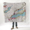 Lake Geneva, WI - Topo Map Blanket - Maritime Tribes USABlanket