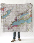 Lake Geneva, WI - Topo Map Blanket - Maritime Tribes USABlanket