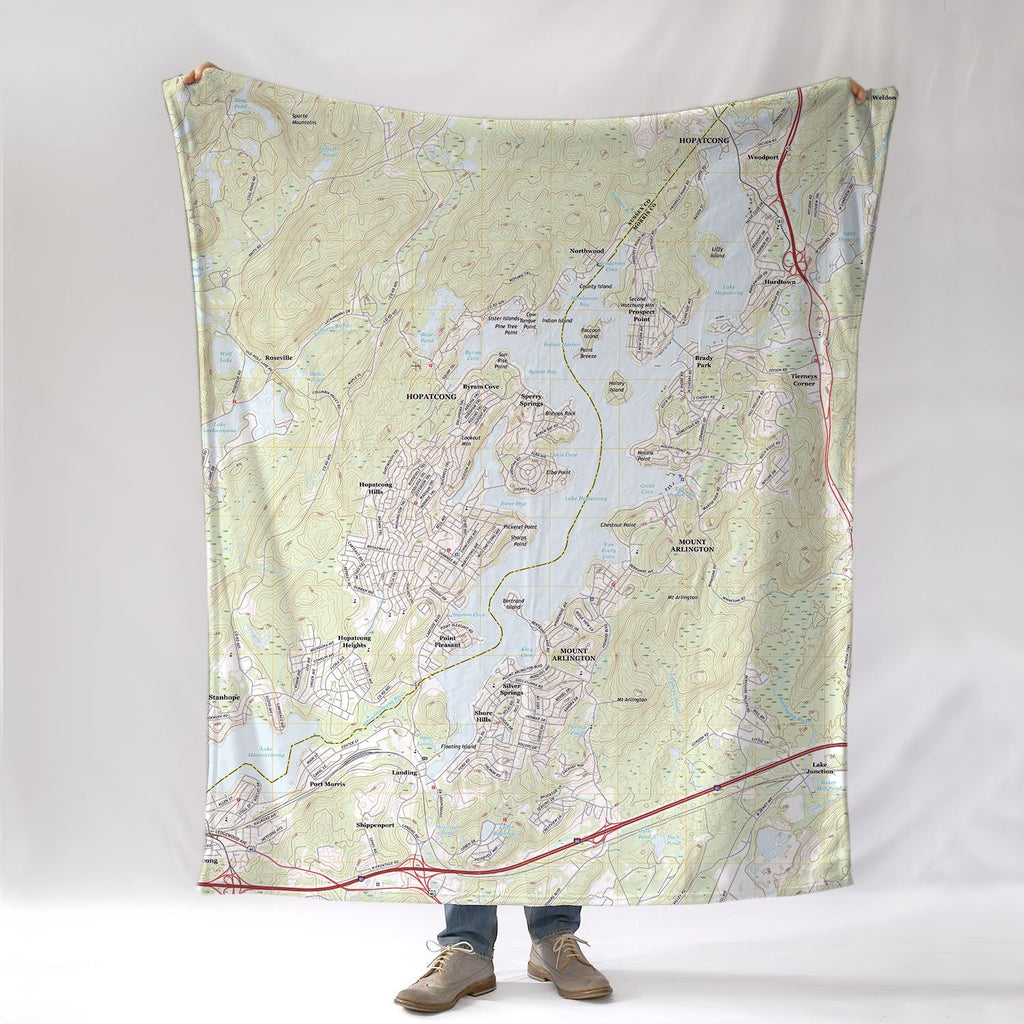 Lake Hopatcong, NJ Topo Map Blanket - Maritime Tribes USABlanket