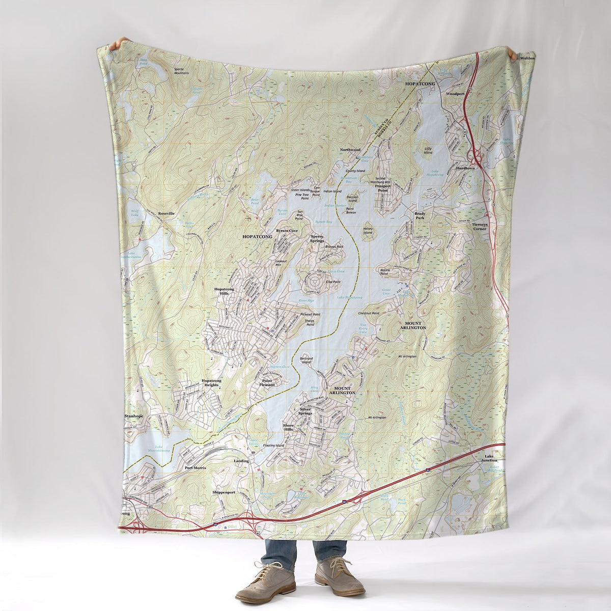 Lake Hopatcong, NJ Topo Map Blanket - Maritime Tribes USABlanket