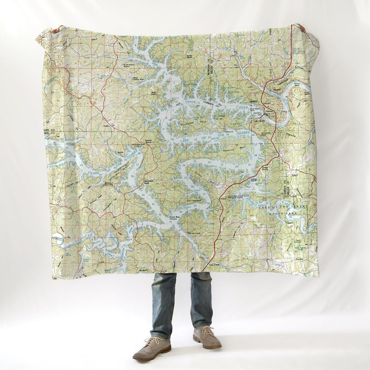 Lake of the Ozarks MO Vintage Topo Map Blanket - Maritime Tribes USABlanket