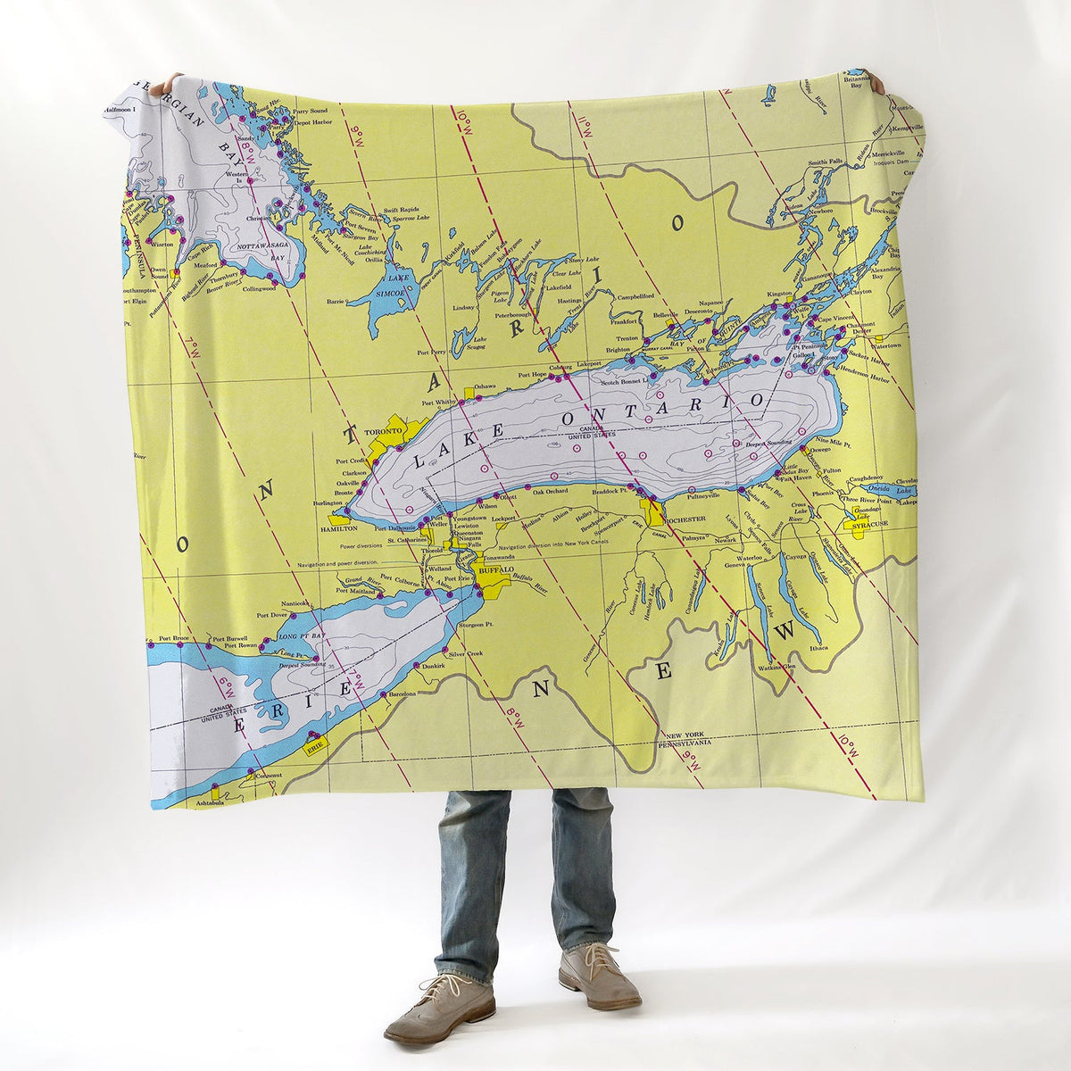 Lake Ontario Nautical Chart Blanket - Maritime Tribes USABlanket