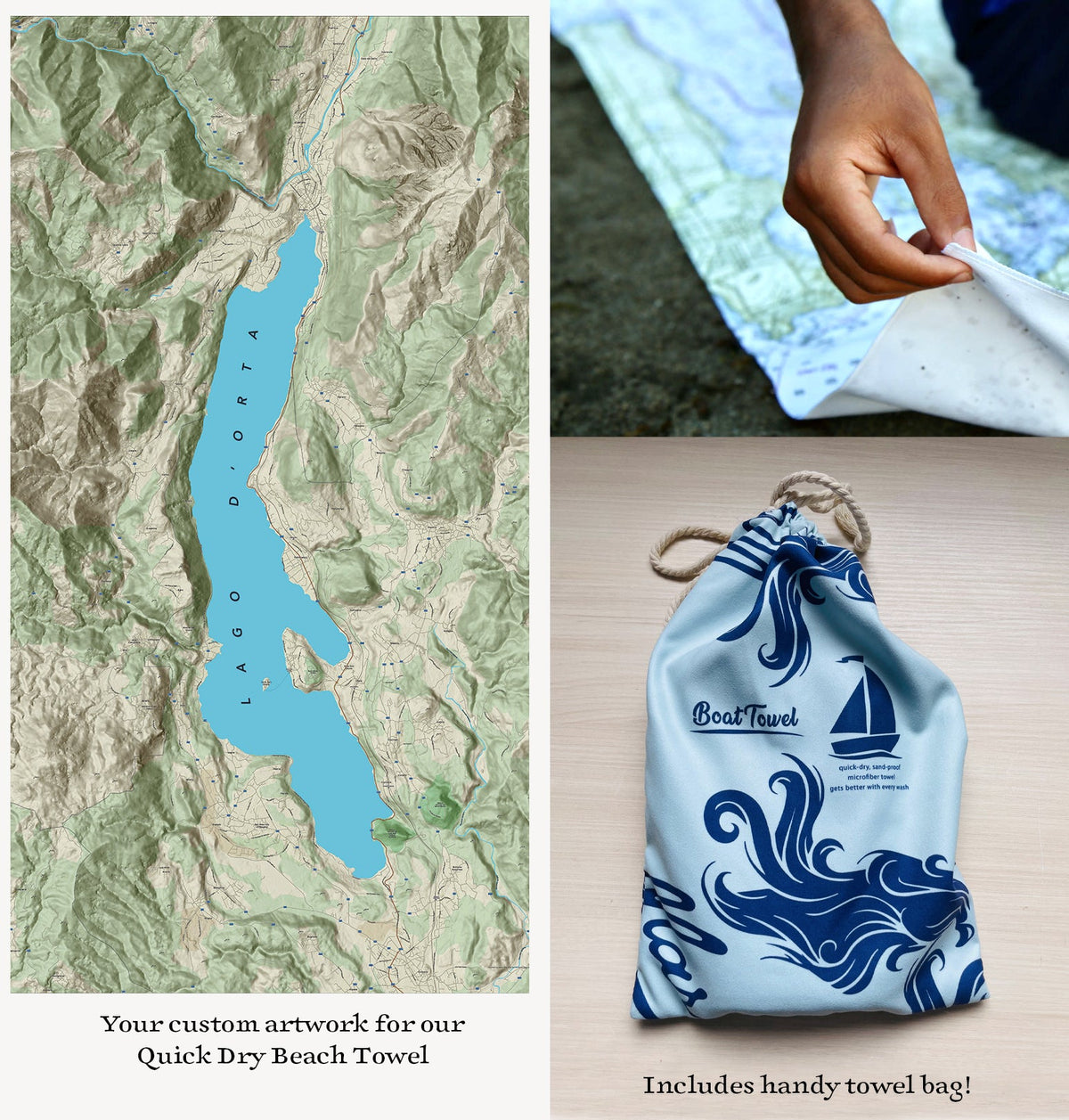 Lake Orta, Italy Map Sport Towel - Maritime Tribes USA