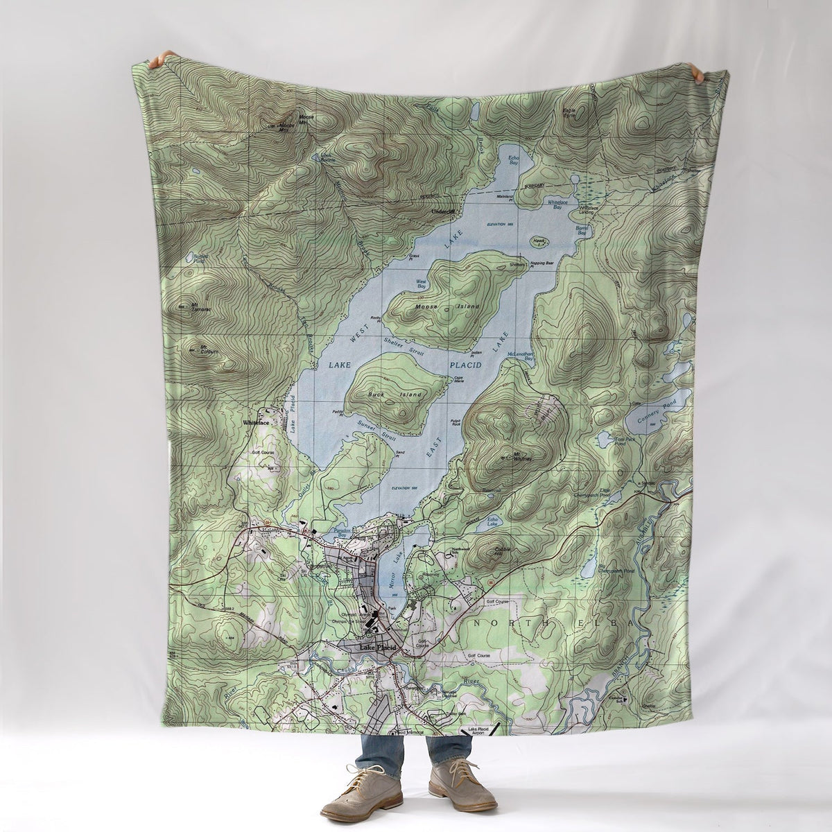 Lake Placid, NY Topo Map Blanket - Maritime Tribes USABlanket