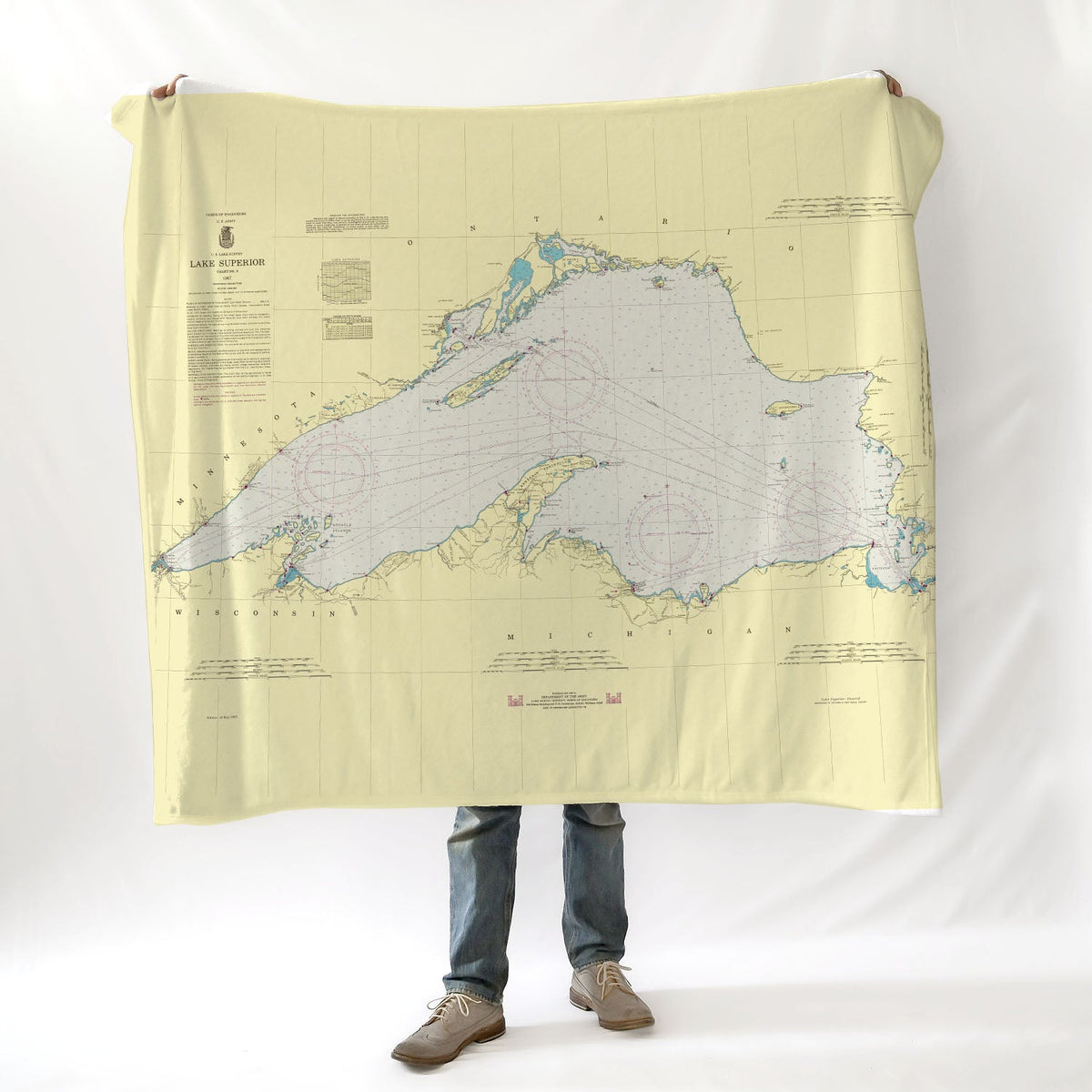 Lake Superior NOAA Chart Blanket - Maritime Tribes USABlanket