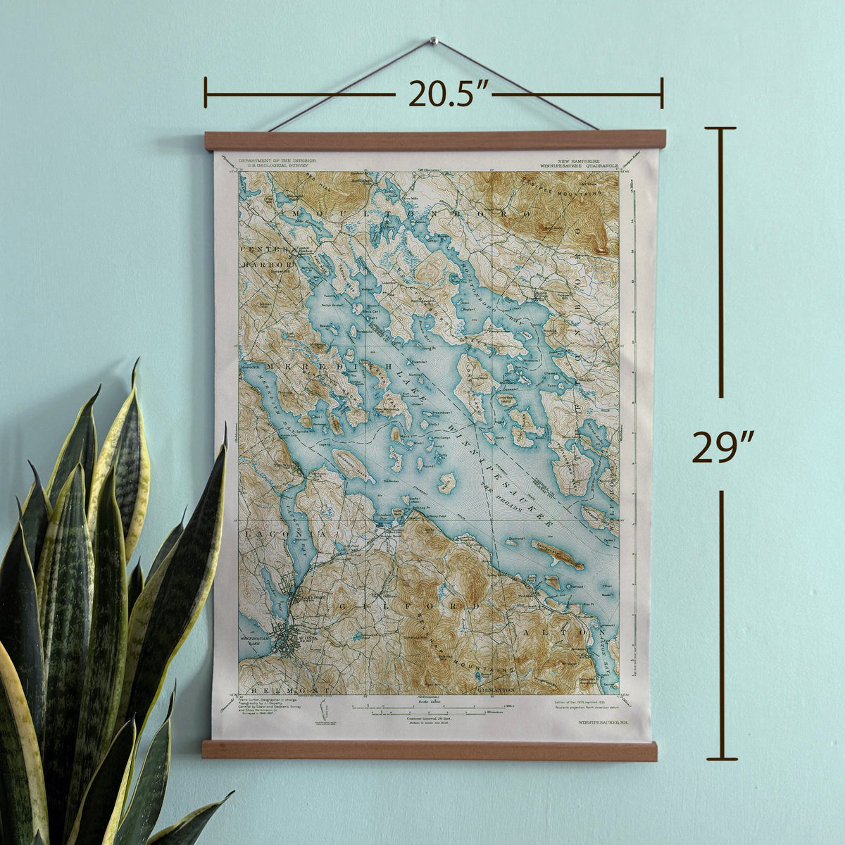 Lake Winnipesaukee, New Hampshire Vintage Map Canvas Wall Scroll | NH Lake Wall Art - Maritime Tribes USAScroll