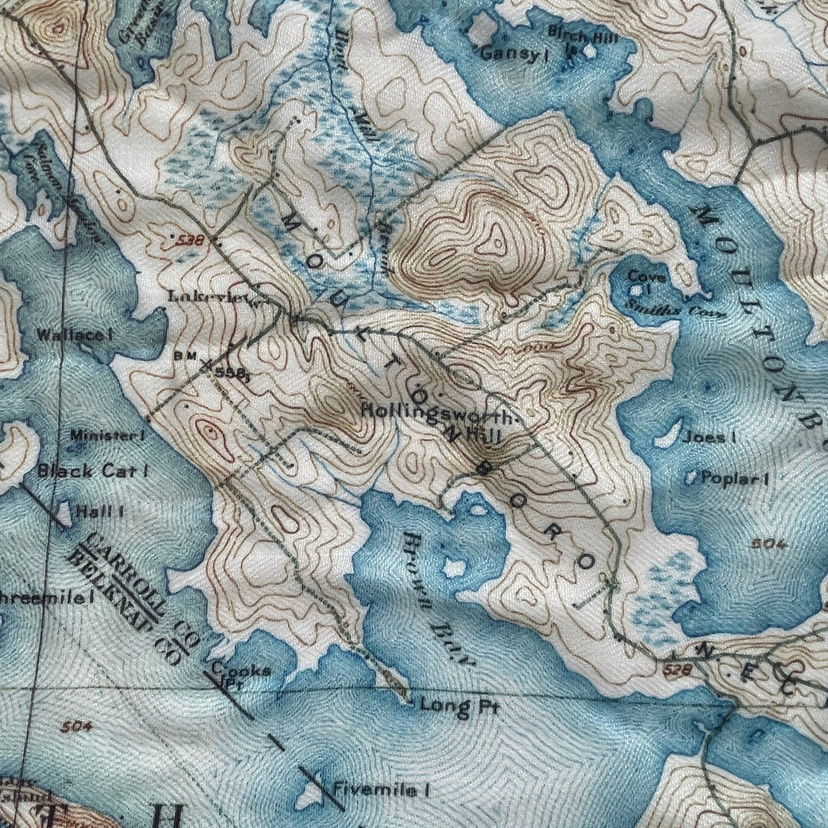Lake Winnipesaukee, NH Vintage Topo Map Scarf - Maritime Tribes USAScarf