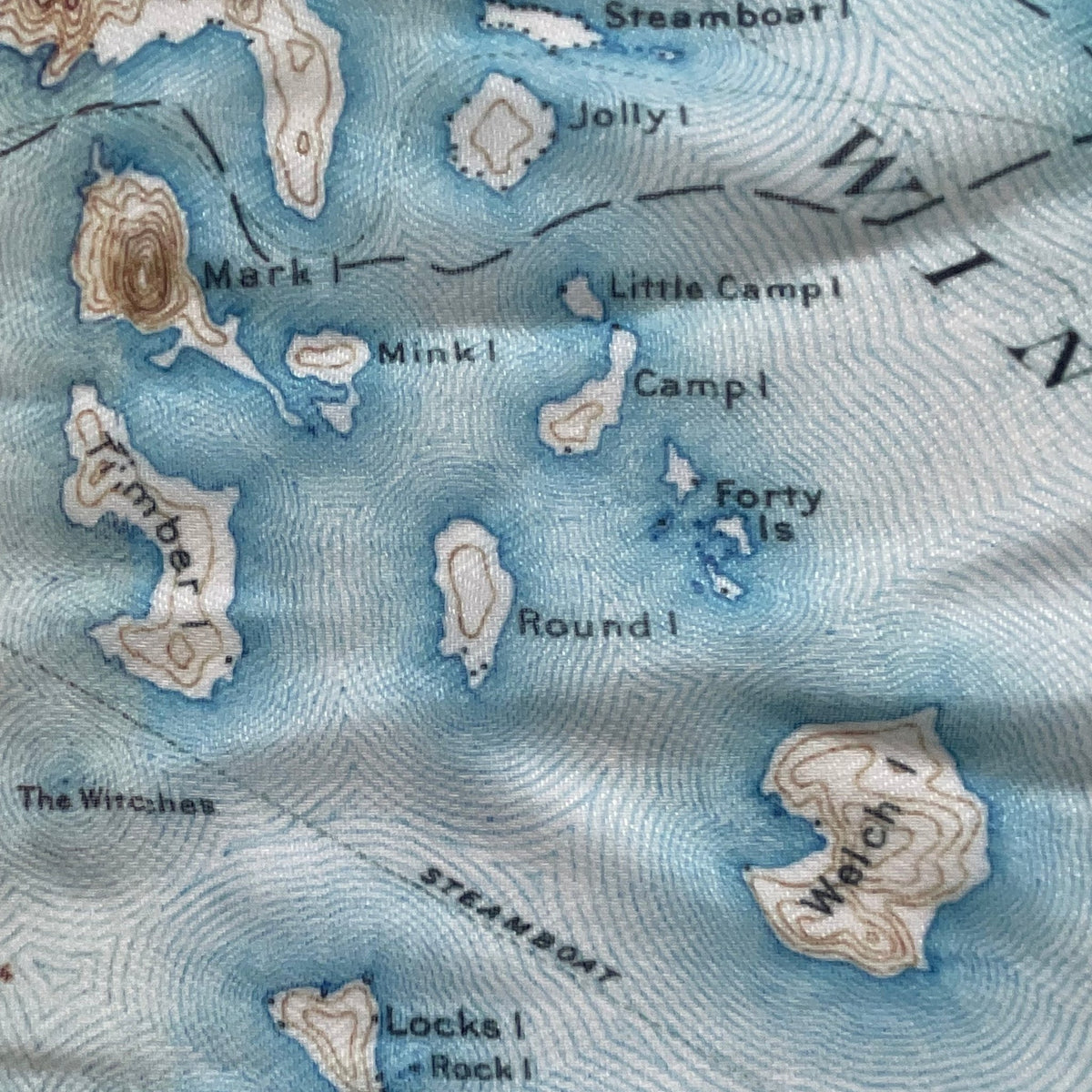 Lake Winnipesaukee, NH Vintage Topo Map Scarf - Maritime Tribes USAScarf