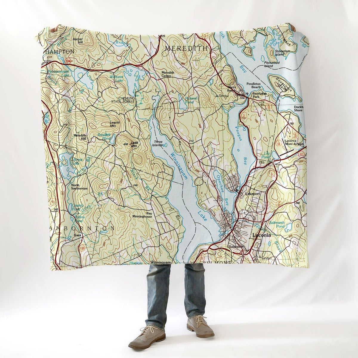 Lake Winnisquam, NH.Topo Map Blanket - Maritime Tribes USABlanket