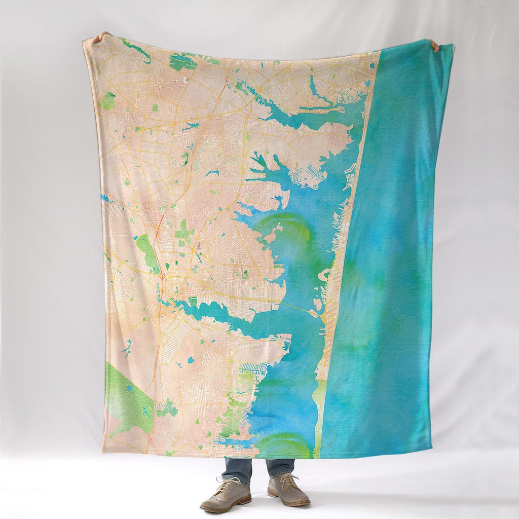 Lavallette, NJ Watercolor Map Blanket - Maritime Tribes USABlanket