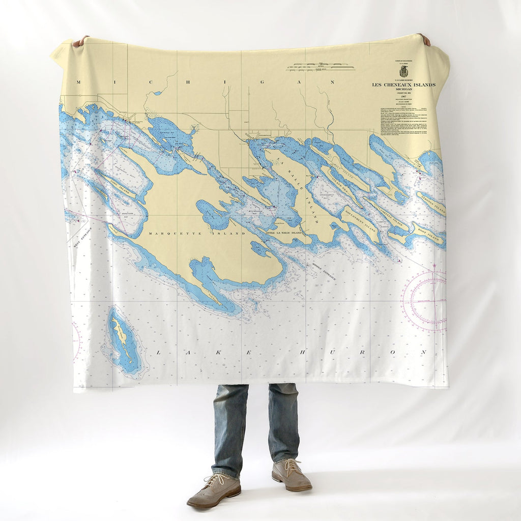 Les Cheneaux, MI.Nautical Chart Blanket - Maritime Tribes USABlanket
