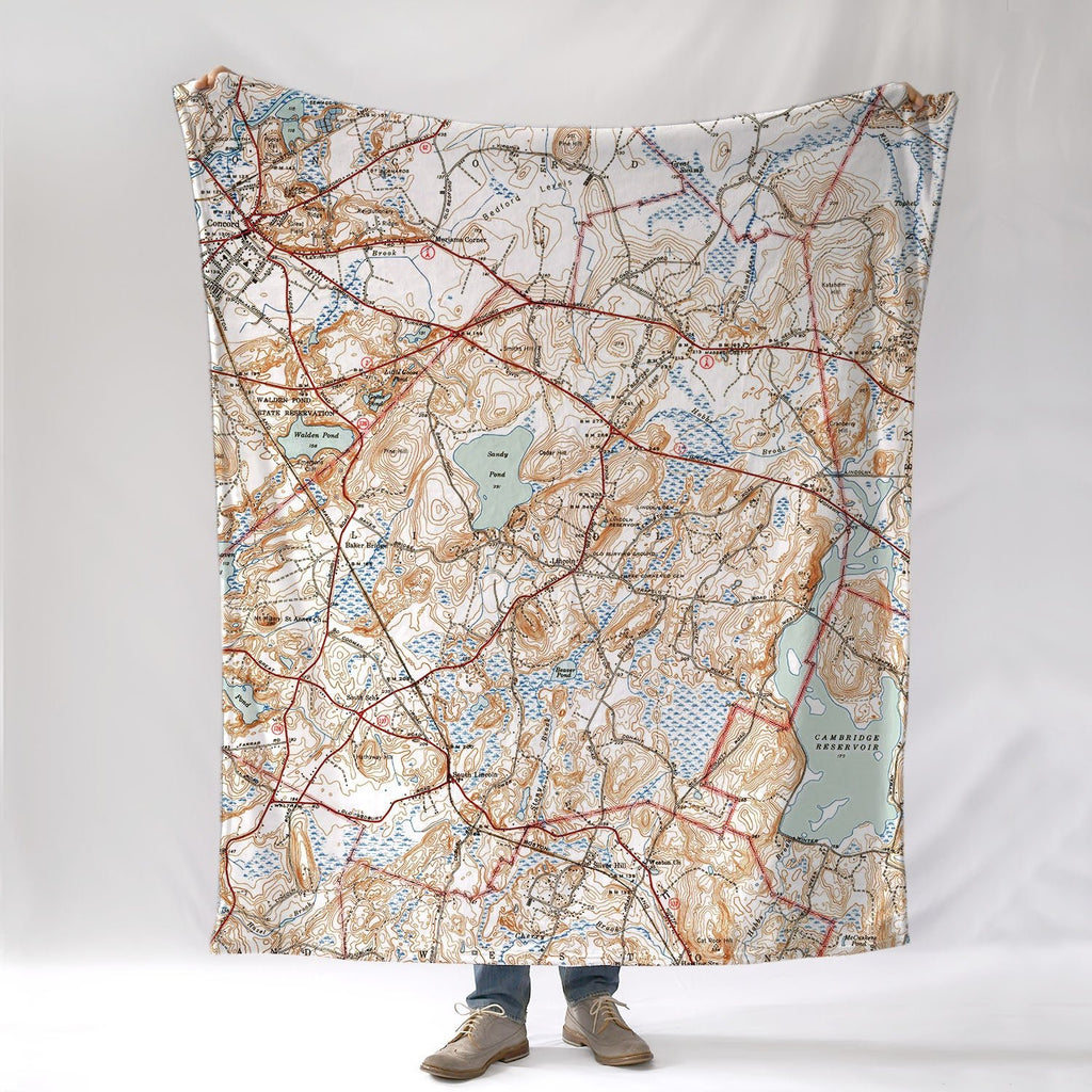 Lincoln MA Antique topo Map Blanket - Maritime Tribes USABlanket