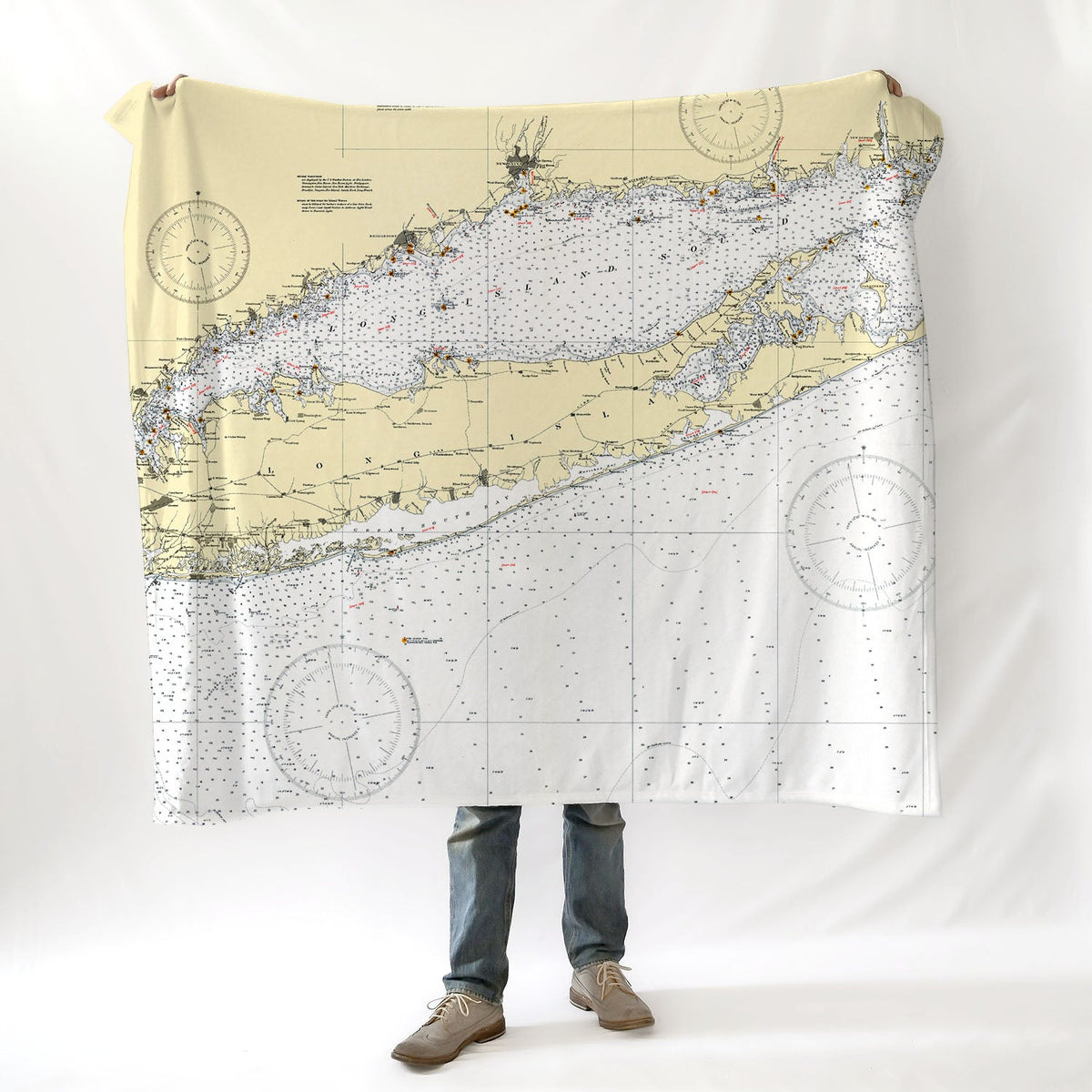 Long Island, NY - Vintage Chart Blanket - Maritime Tribes USABlanket