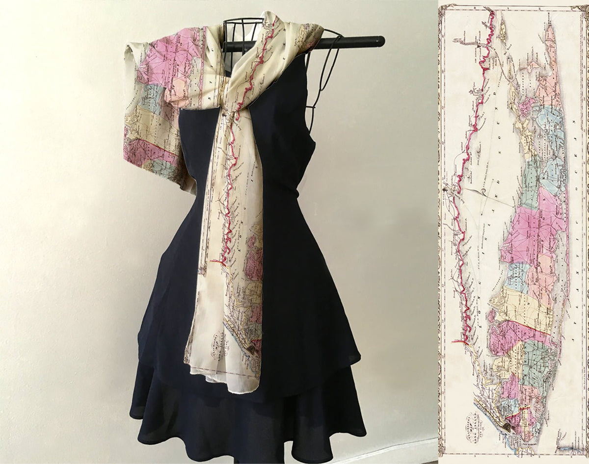 Long Island, NY Vintage Map Scarf - Maritime Tribes USAScarf