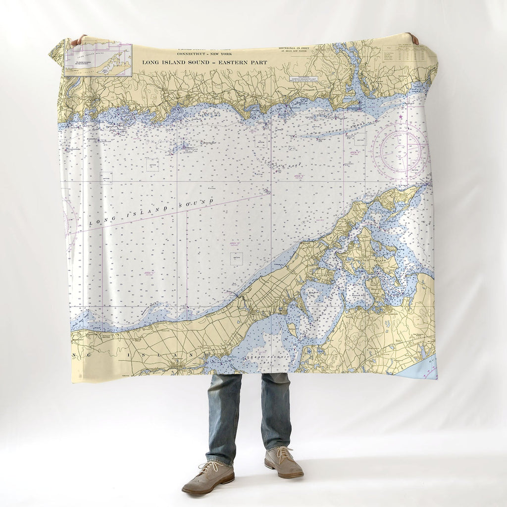 Long Island Sound, Eastern Part, CT - Nautical Chart Blanket - Maritime Tribes USABlanket