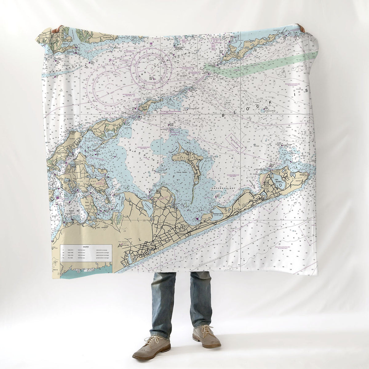 Long Island Sound - (Shelter Island to Montauk), NY Nautical Chart Blanket - Maritime Tribes USABlanket