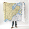 Marblehead and Swampscott, MA Nautical Chart Blanket - Maritime Tribes USABlanket