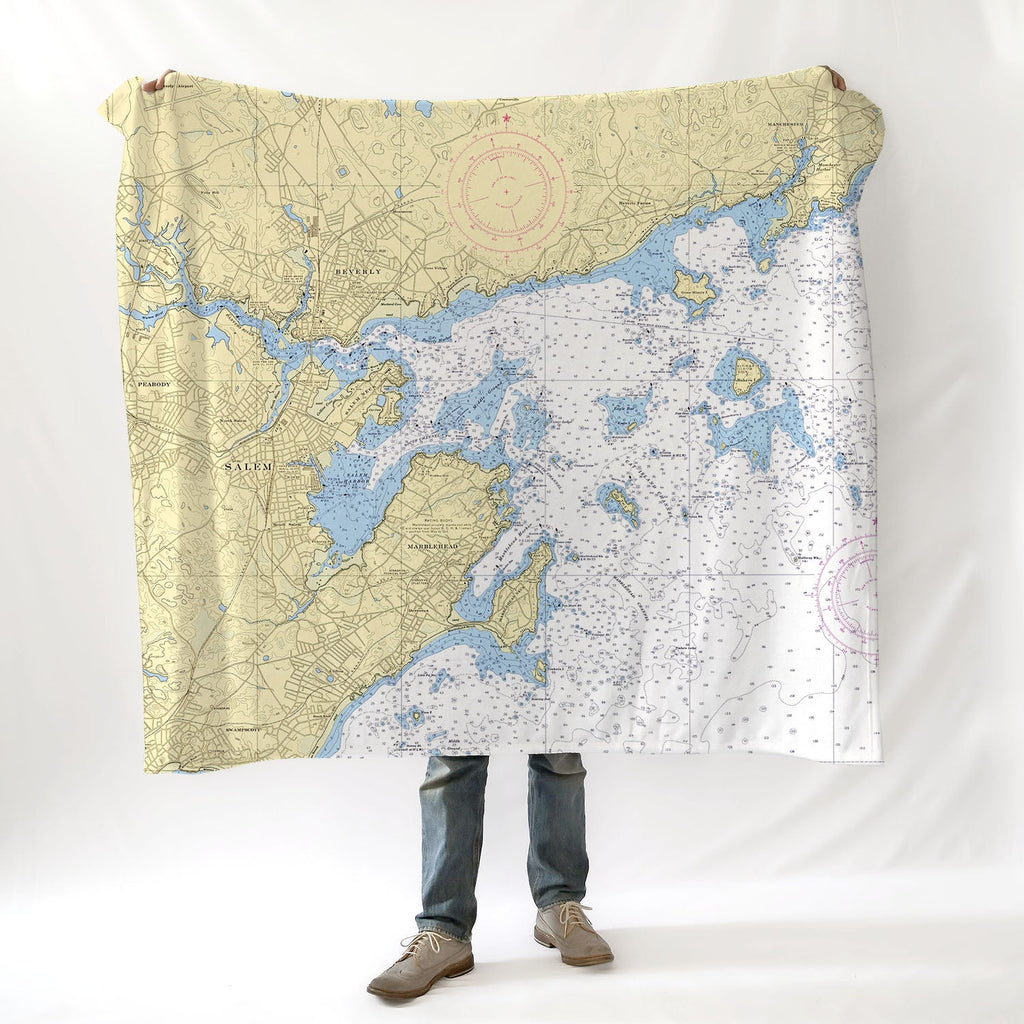 Marblehead -North Shore, MA.Nautical Chart Blanket - Maritime Tribes USABlanket
