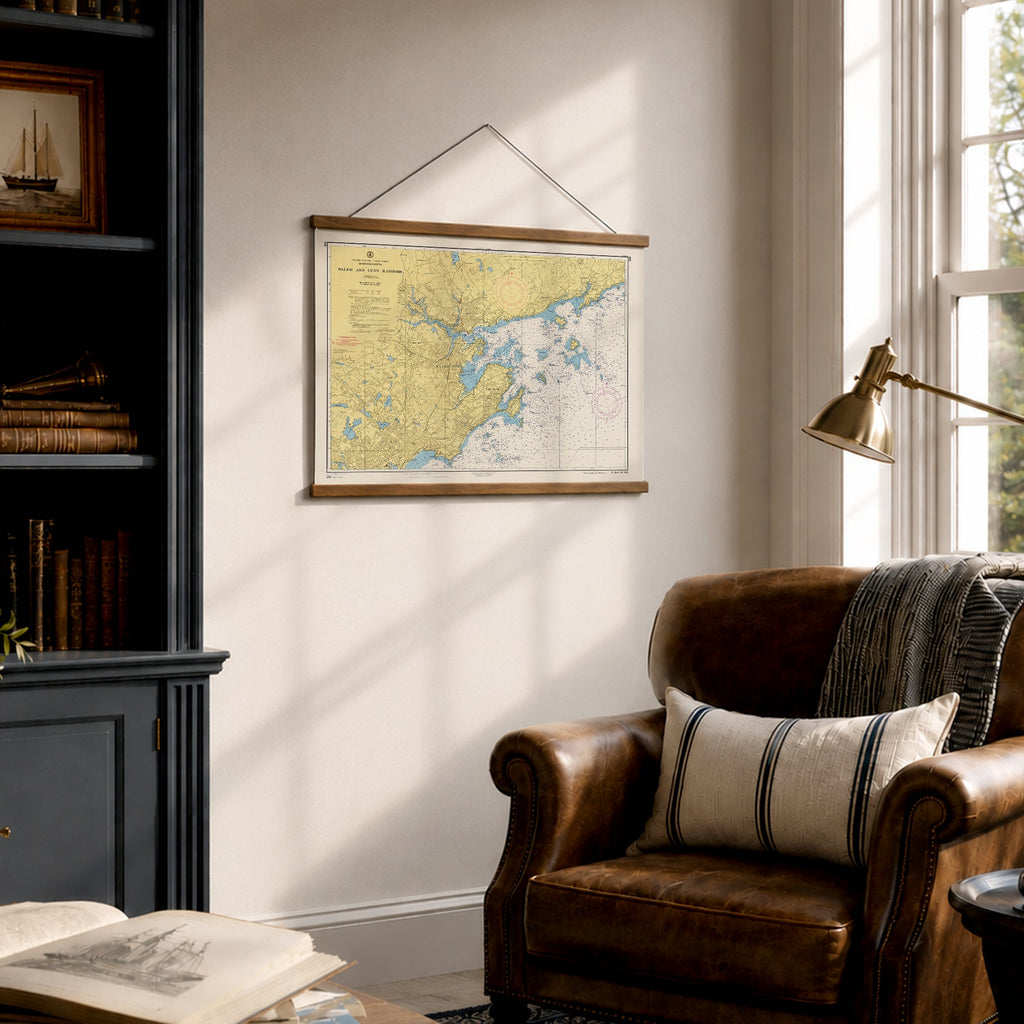 Marblehead to Manchester-by-the-Sea Chart Canvas Wall Scroll - Maritime Tribes USAScroll