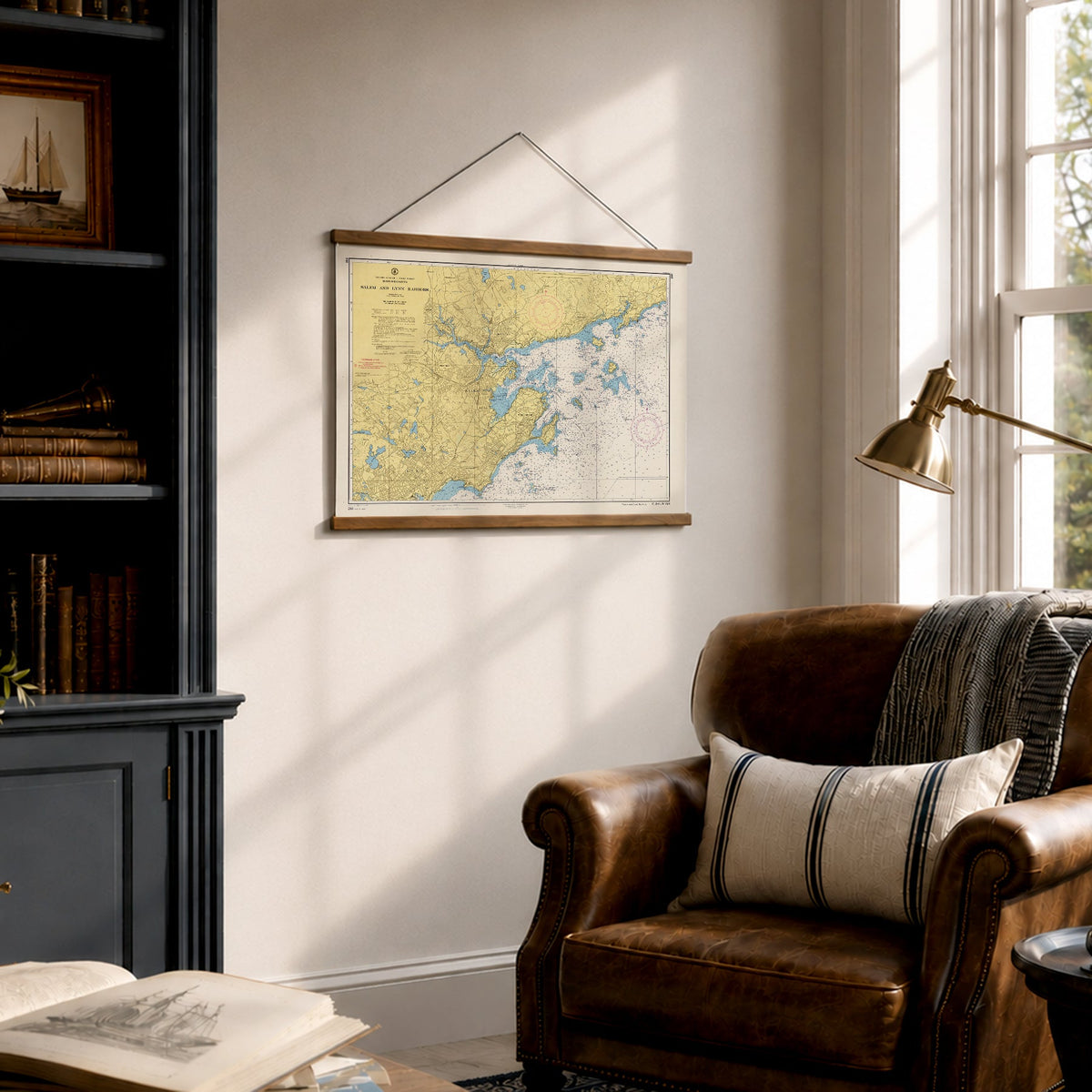 Marblehead to Manchester-by-the-Sea Chart Canvas Wall Scroll - Maritime Tribes USAScroll