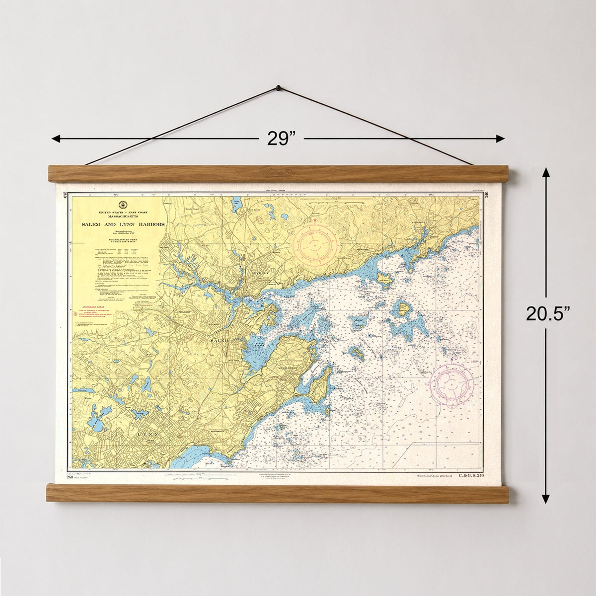 Marblehead to Manchester-by-the-Sea Chart Canvas Wall Scroll - Maritime Tribes USAScroll