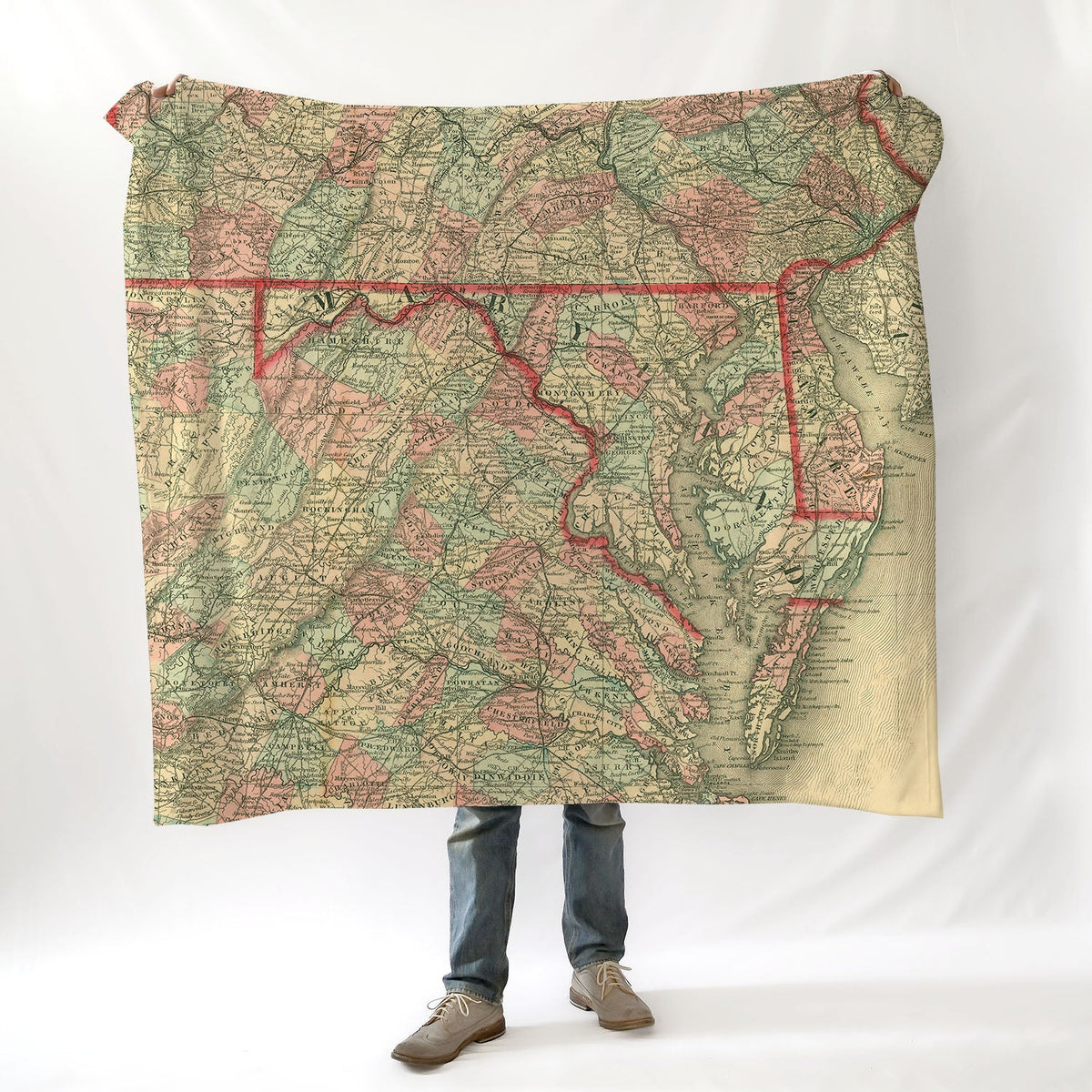 Maryland Chesapeake Bay Antique Map Blanket - Maritime Tribes USABlanket