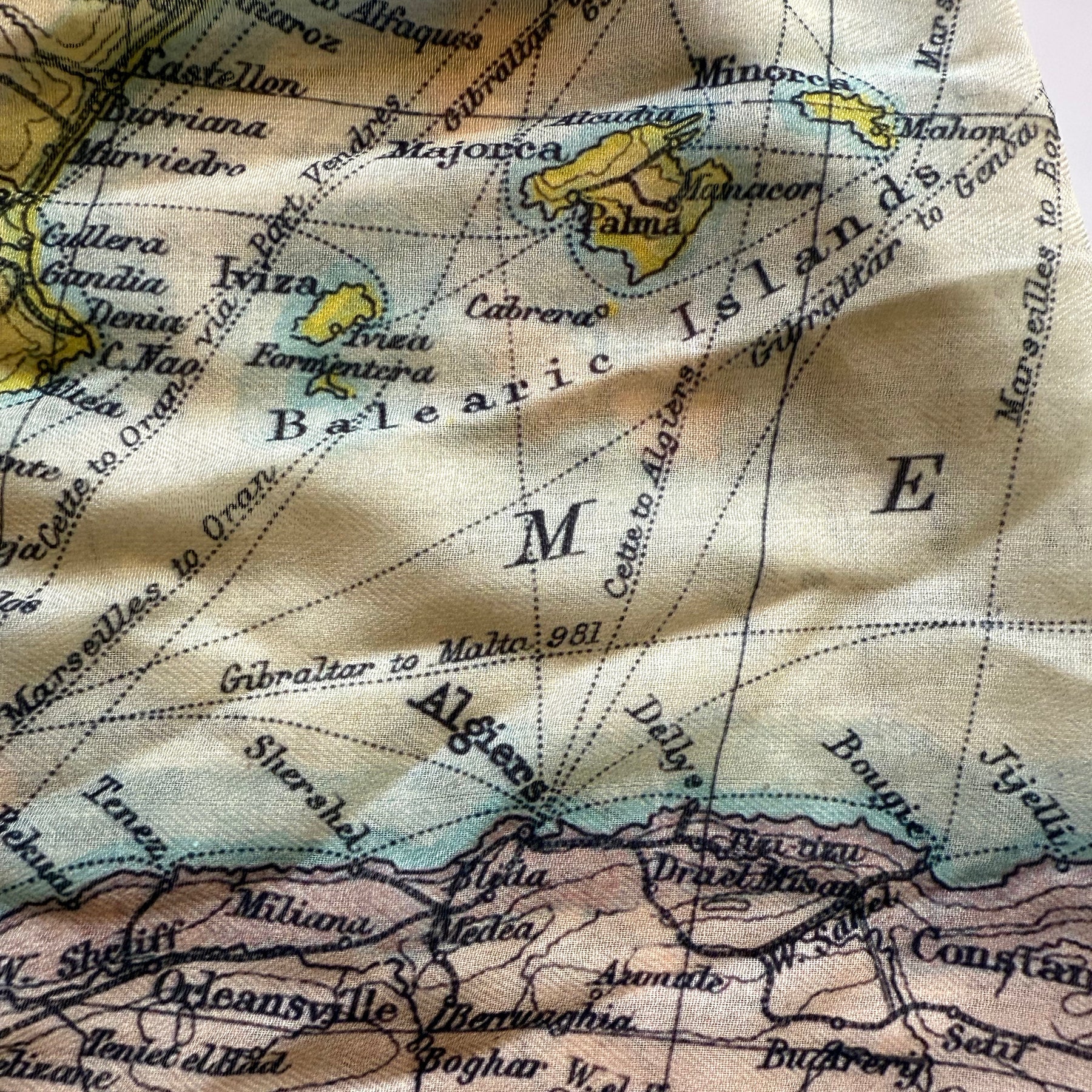 Mediterranean Sea Vintage Map, c. 1900 Scarf - Maritime Tribes USAScarf