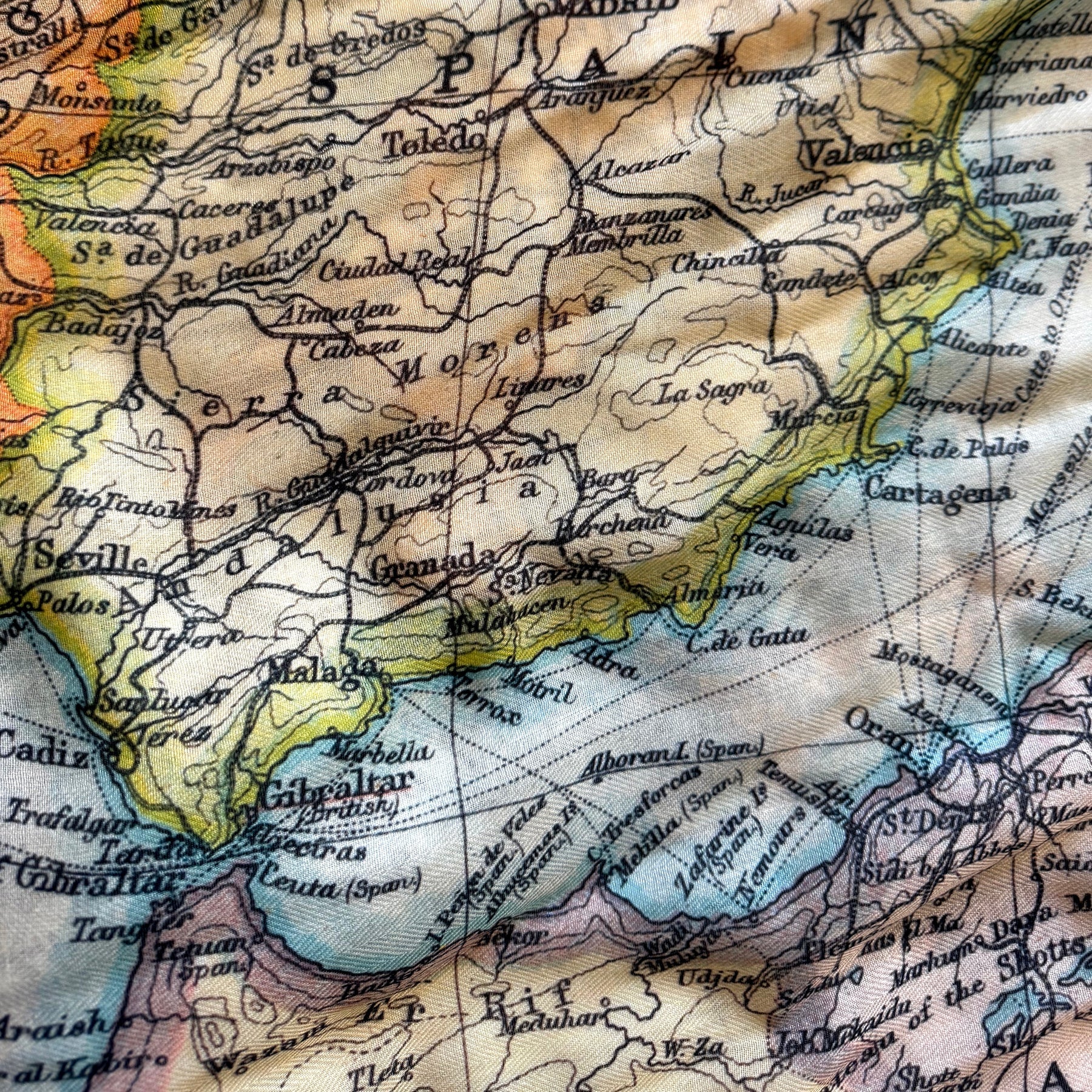 Mediterranean Sea Vintage Map, c. 1900 Scarf - Maritime Tribes USAScarf