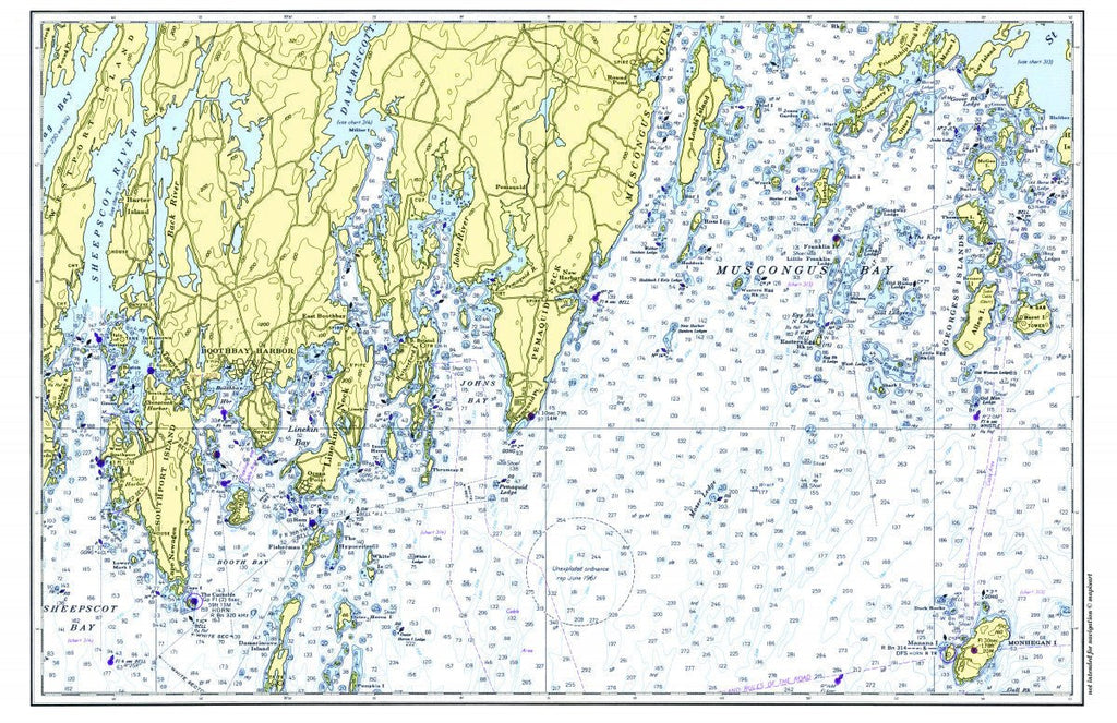 Monhegan to Pemaquid, ME Nautical Chart Placemat - Maritime Tribes USALaminated Placemat